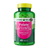 Generic Folate Supplement 400 tablets bottle front view