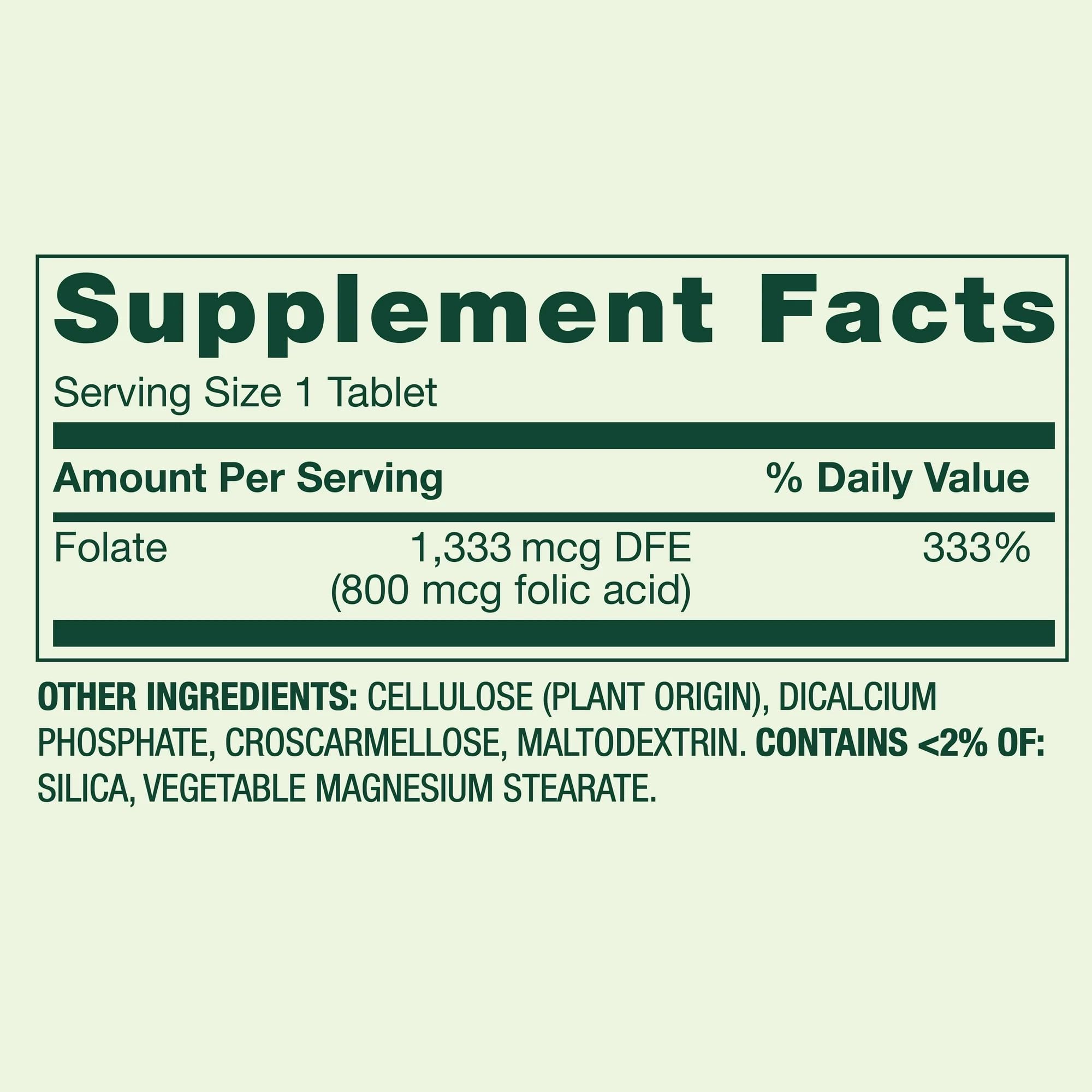 Generic Folate Supplement 400 tablets side view