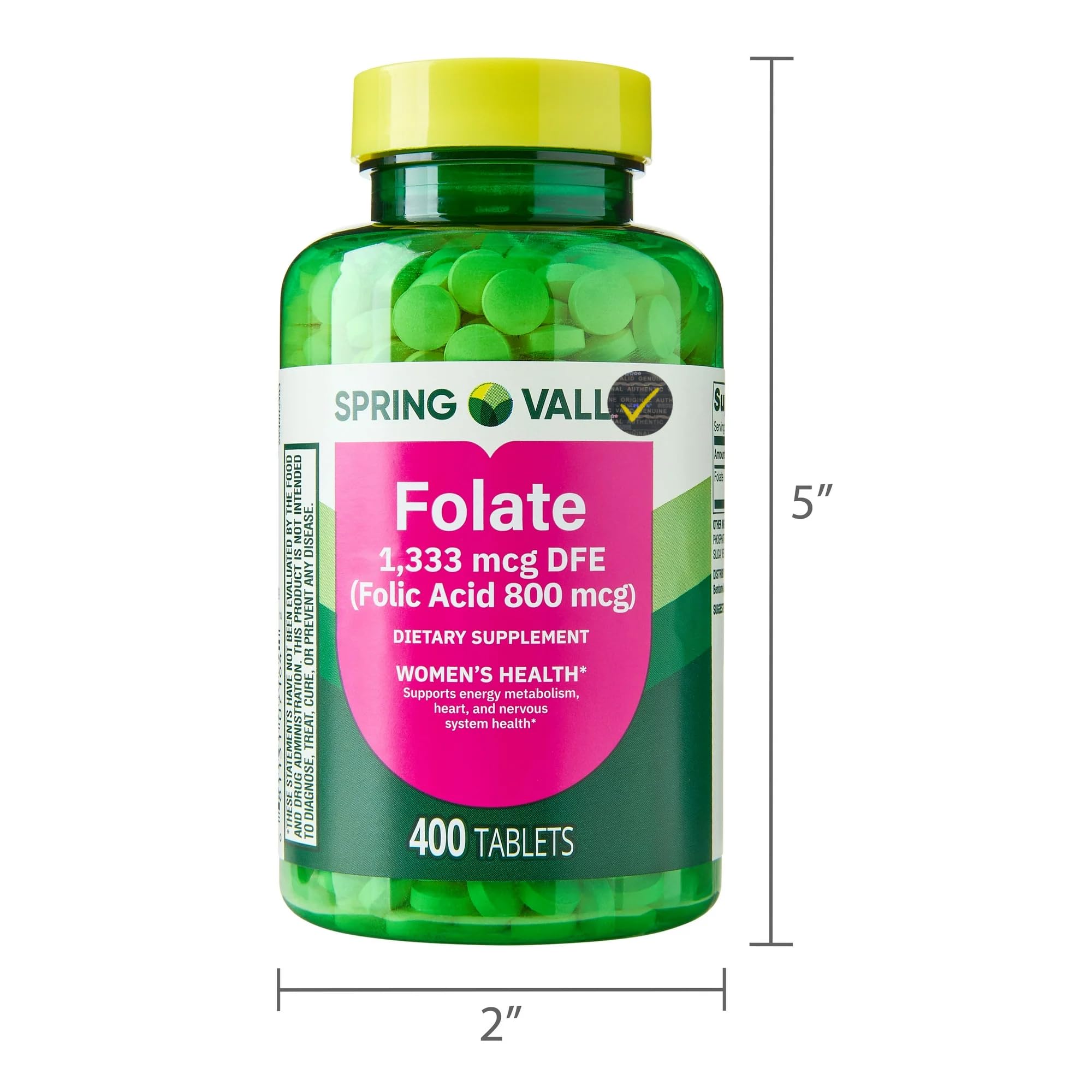 Generic Folate Supplement bottle with dosage information