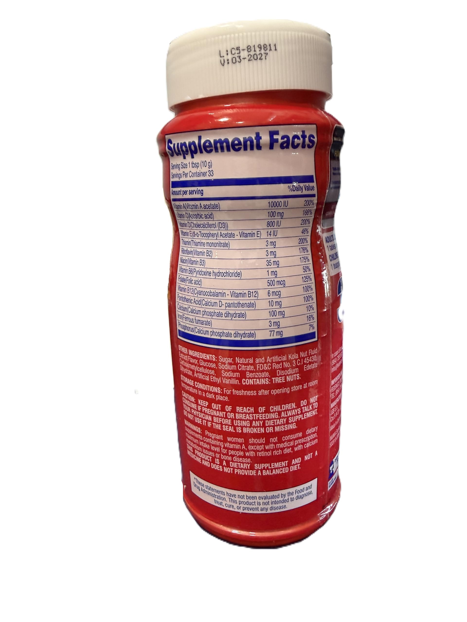 Generic Granulated Multivitamin Supplement 330g packaging side view