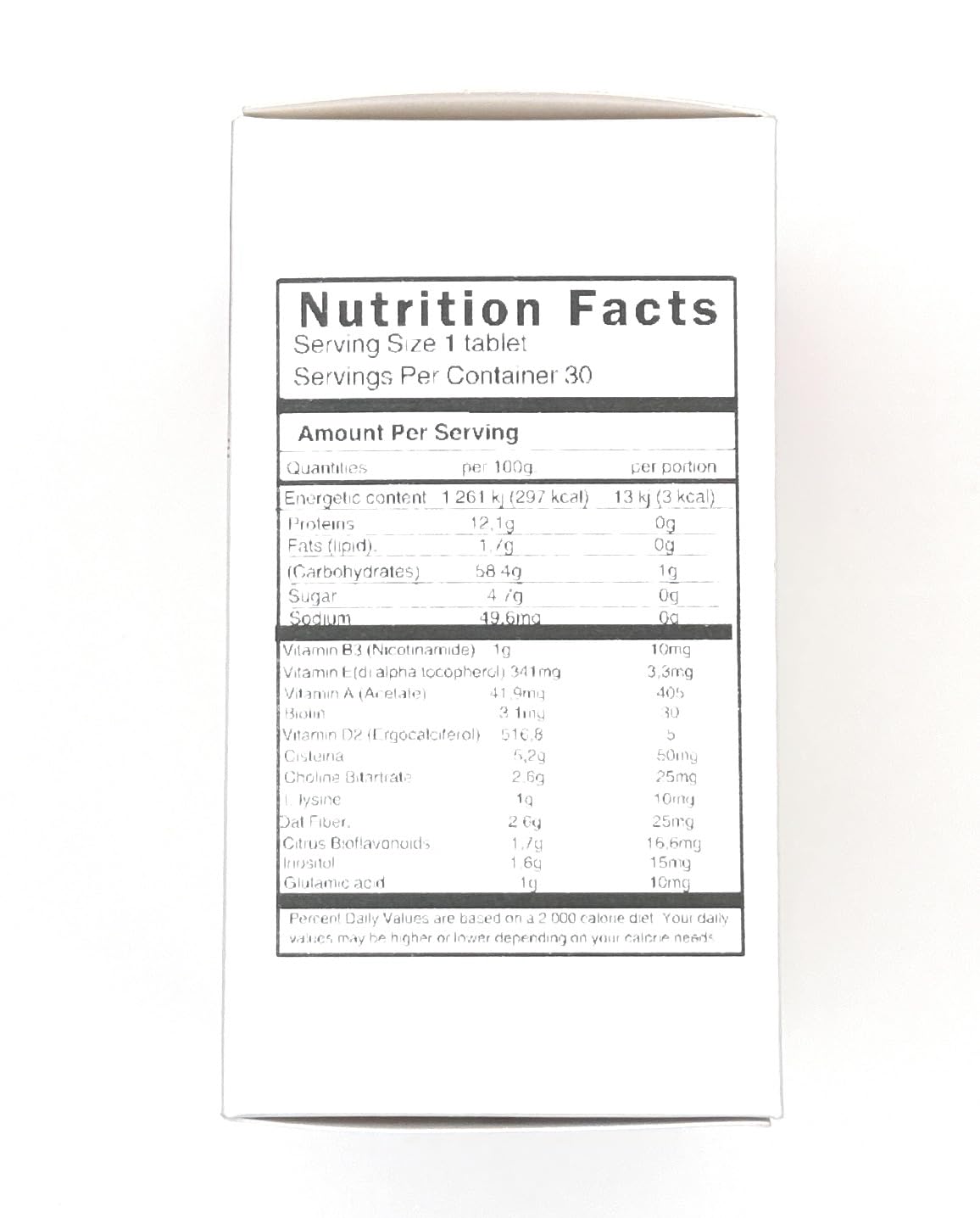 Generic Hair and Nails Supplement packaging details