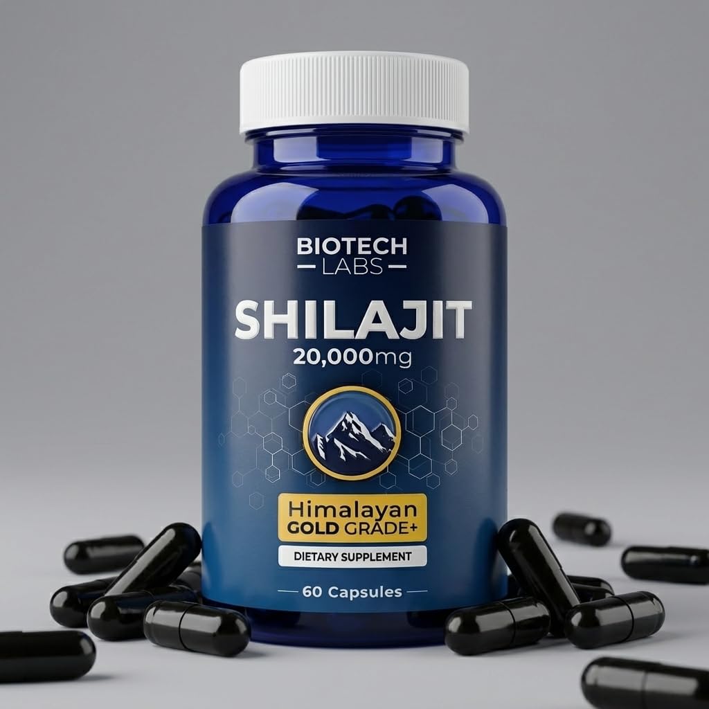 Generic Himalayan Shilajit 20,000mg supplement with measuring scoop