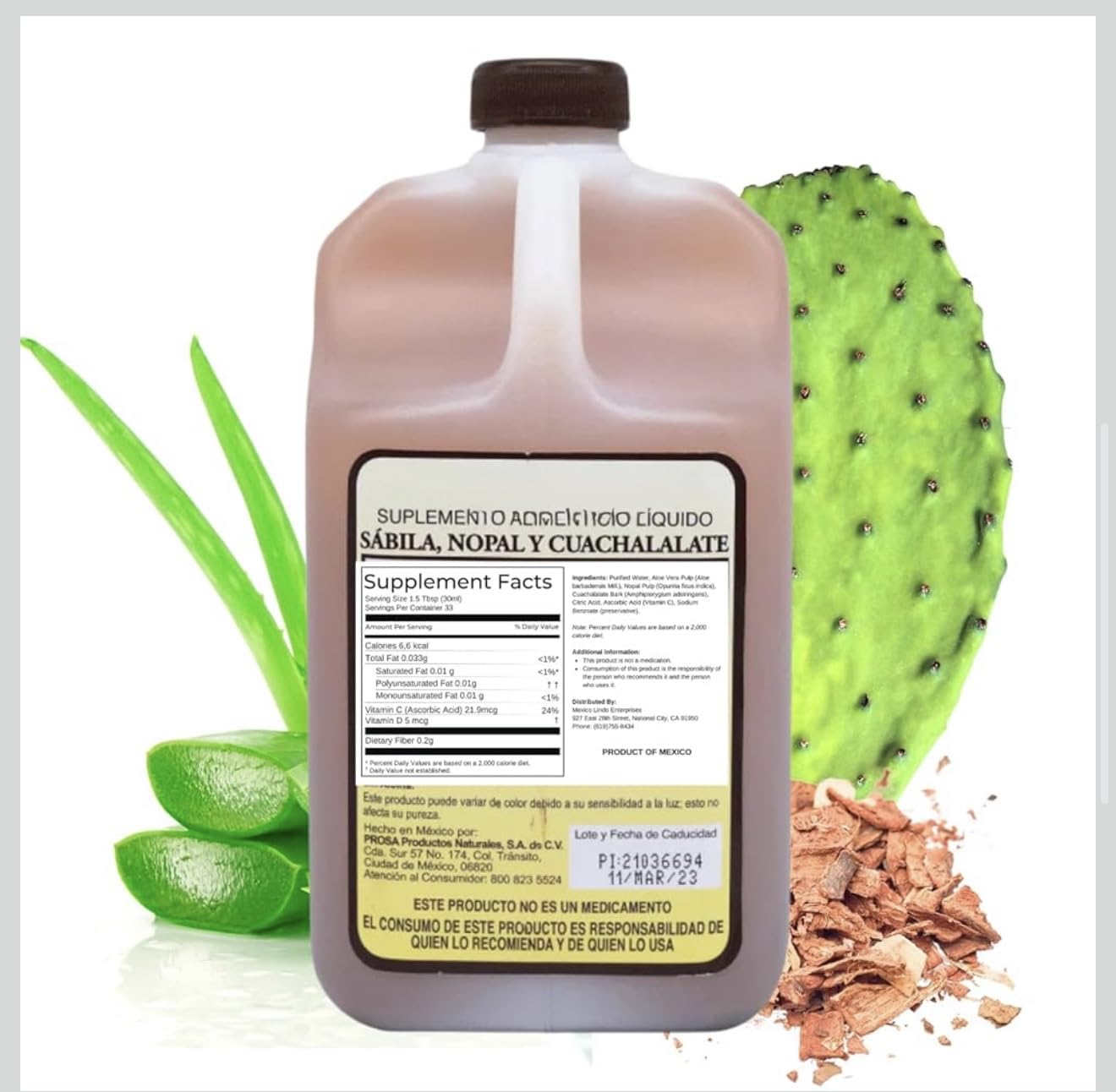 Generic Liquid Herbal Supplement bottle side view