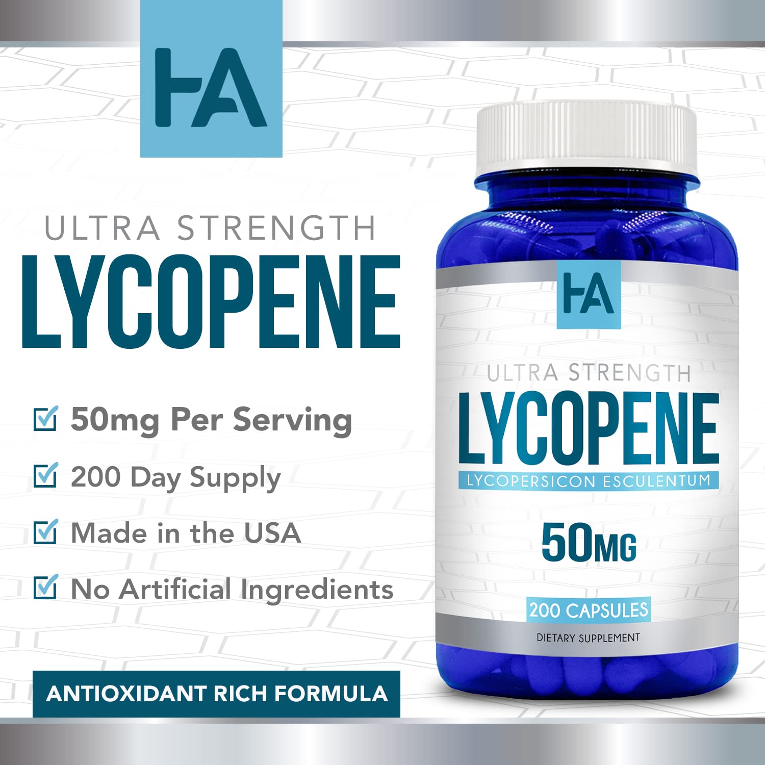 Generic Lycopene Supplement 132g bottle on a wooden table