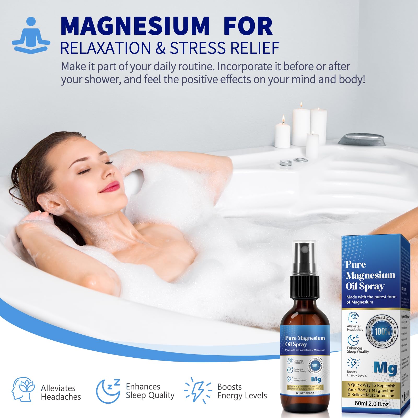 Generic Magnesium Oil Spray 2 Fl Oz close-up of ingredients