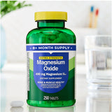 Generic Magnesium Supplement 400mg bottle with a hand holding a tablet