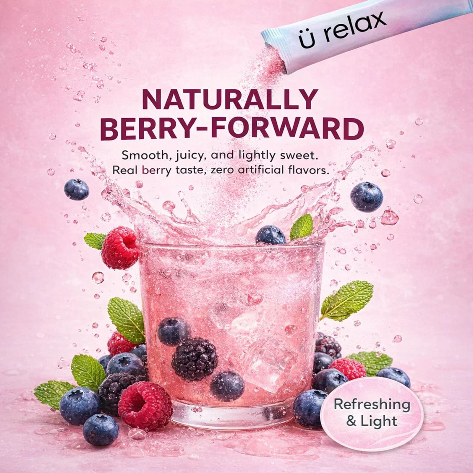 Generic Natural Calm Powder Drink Mix powder in a glass