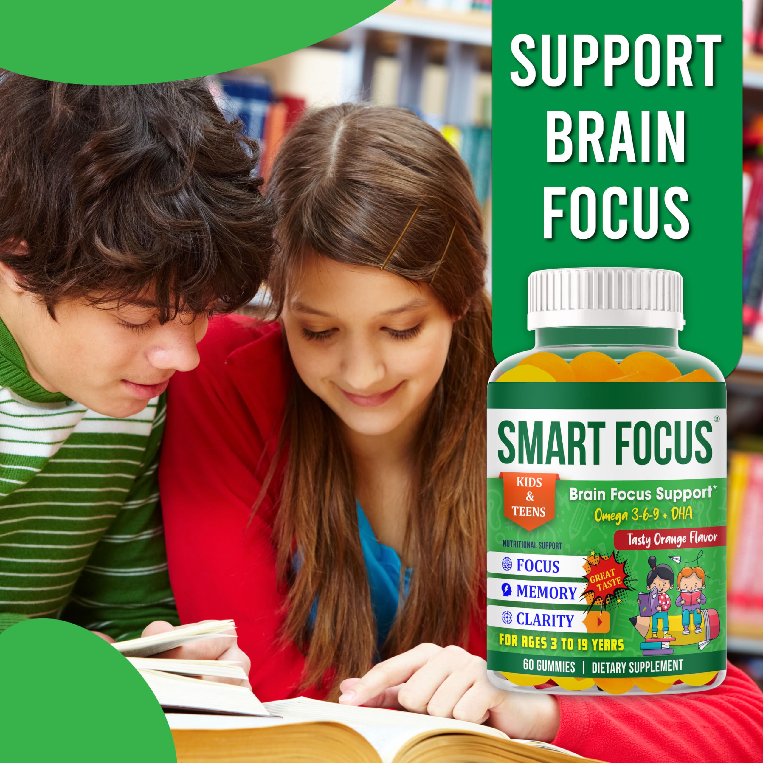 Generic Omega-3 Gummies for Kids with a measuring spoon for dosage
