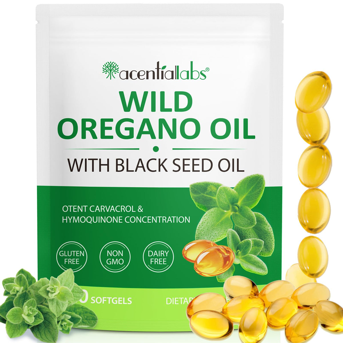 Generic Oregano Oil Softgels bottle front view with 120 capsules