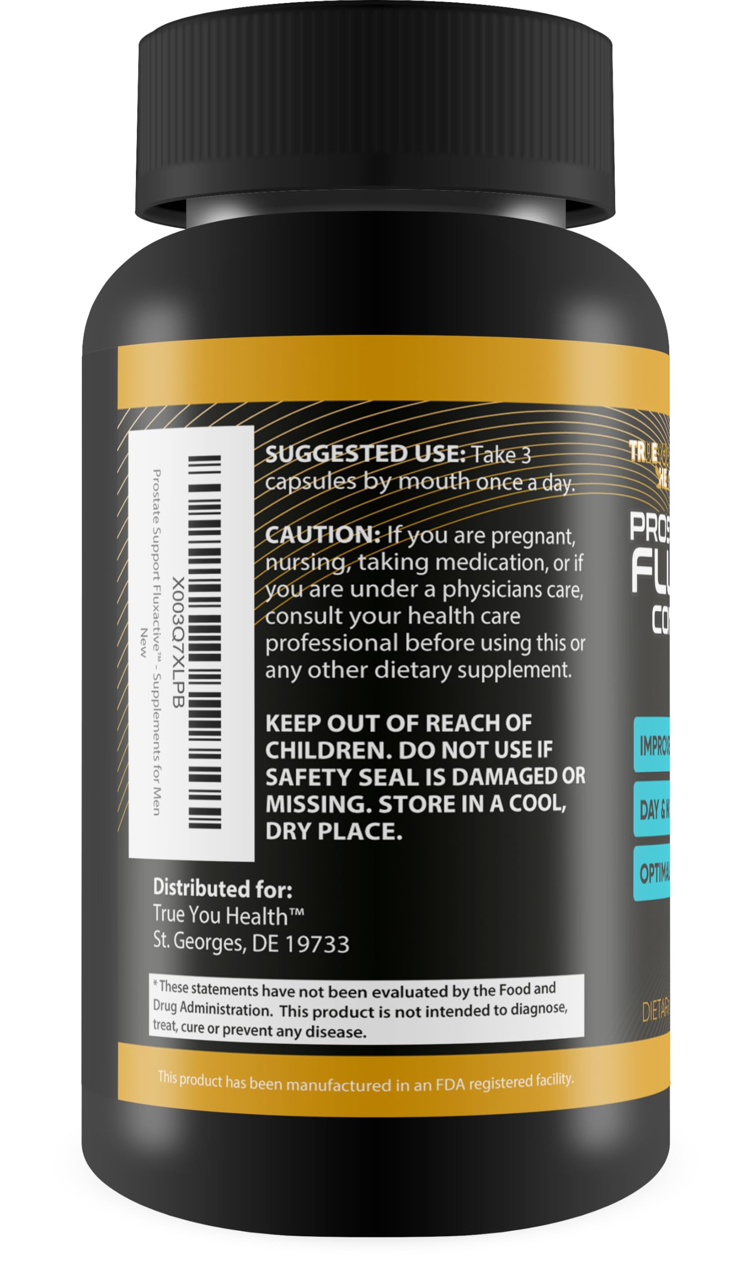 Generic Saw Palmetto Pro Fluxactive Complete supplement capsules close-up