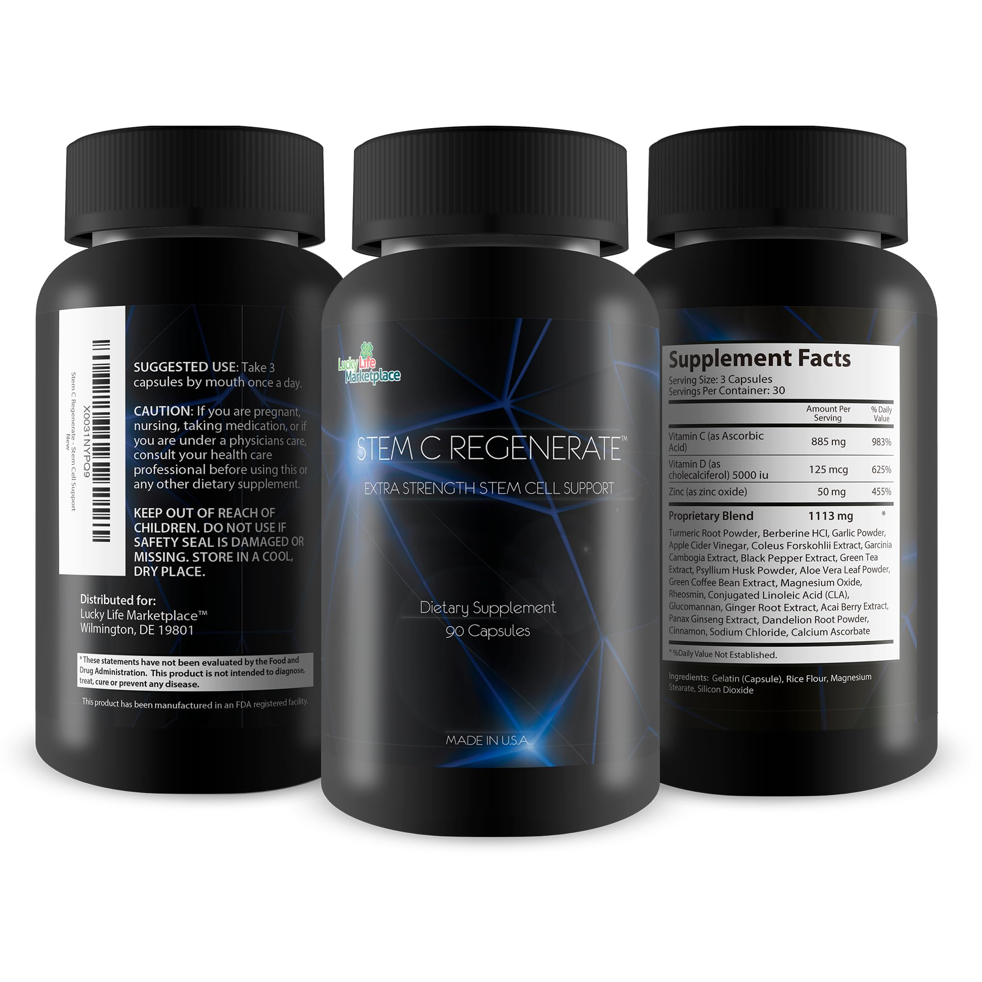 Generic Stem Cell Support Supplement capsules on a wooden table
