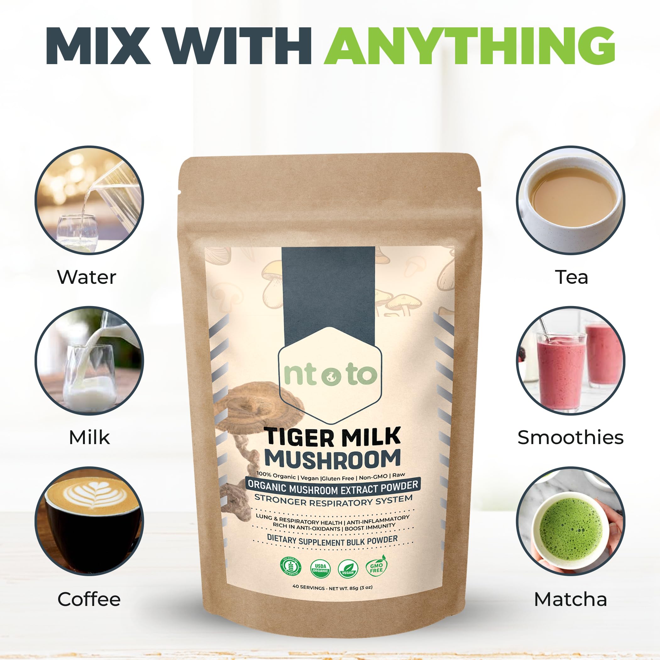 Generic Tiger Milk Mushroom Supplement 68g side view