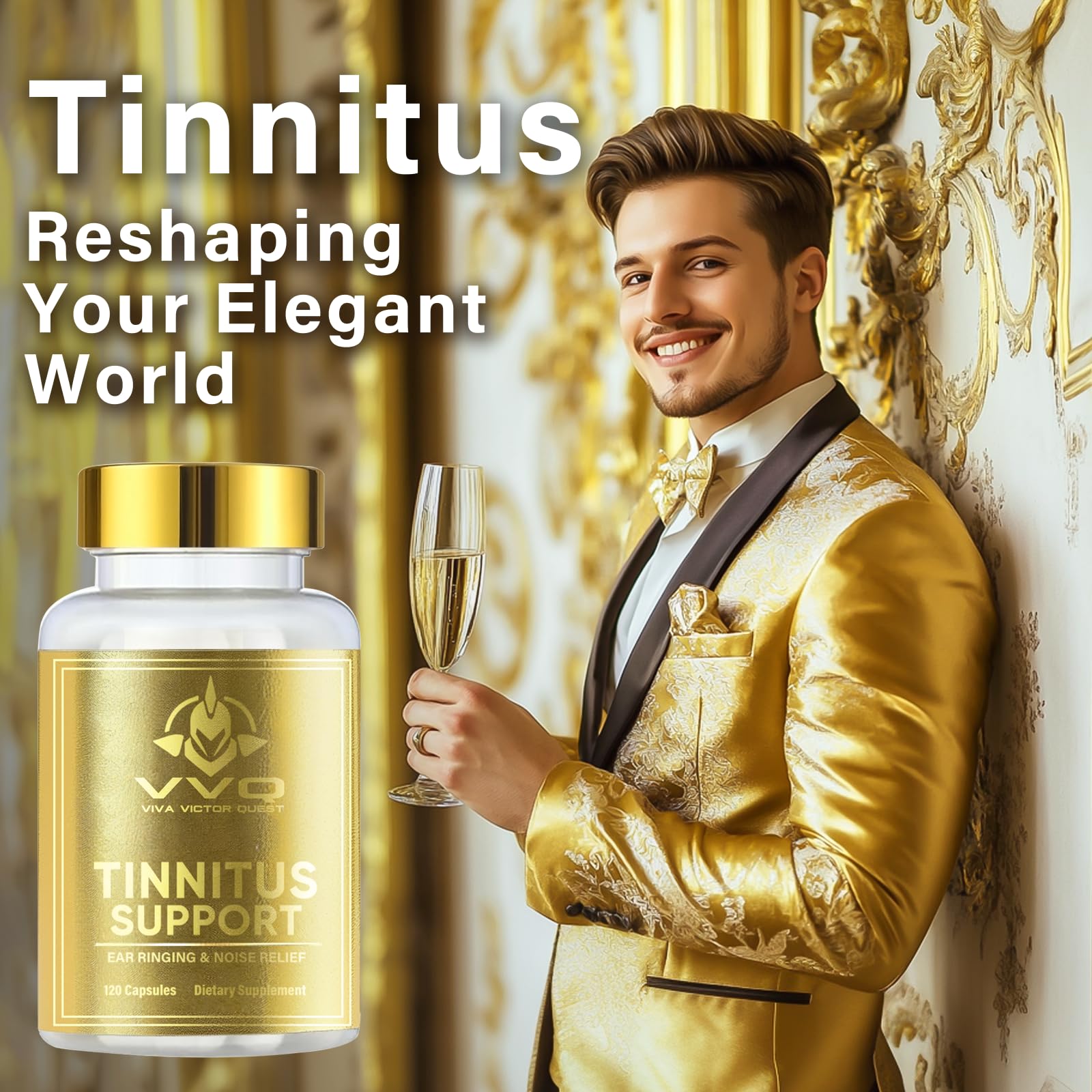Generic Tinnitus Relief Supplement bottle with label