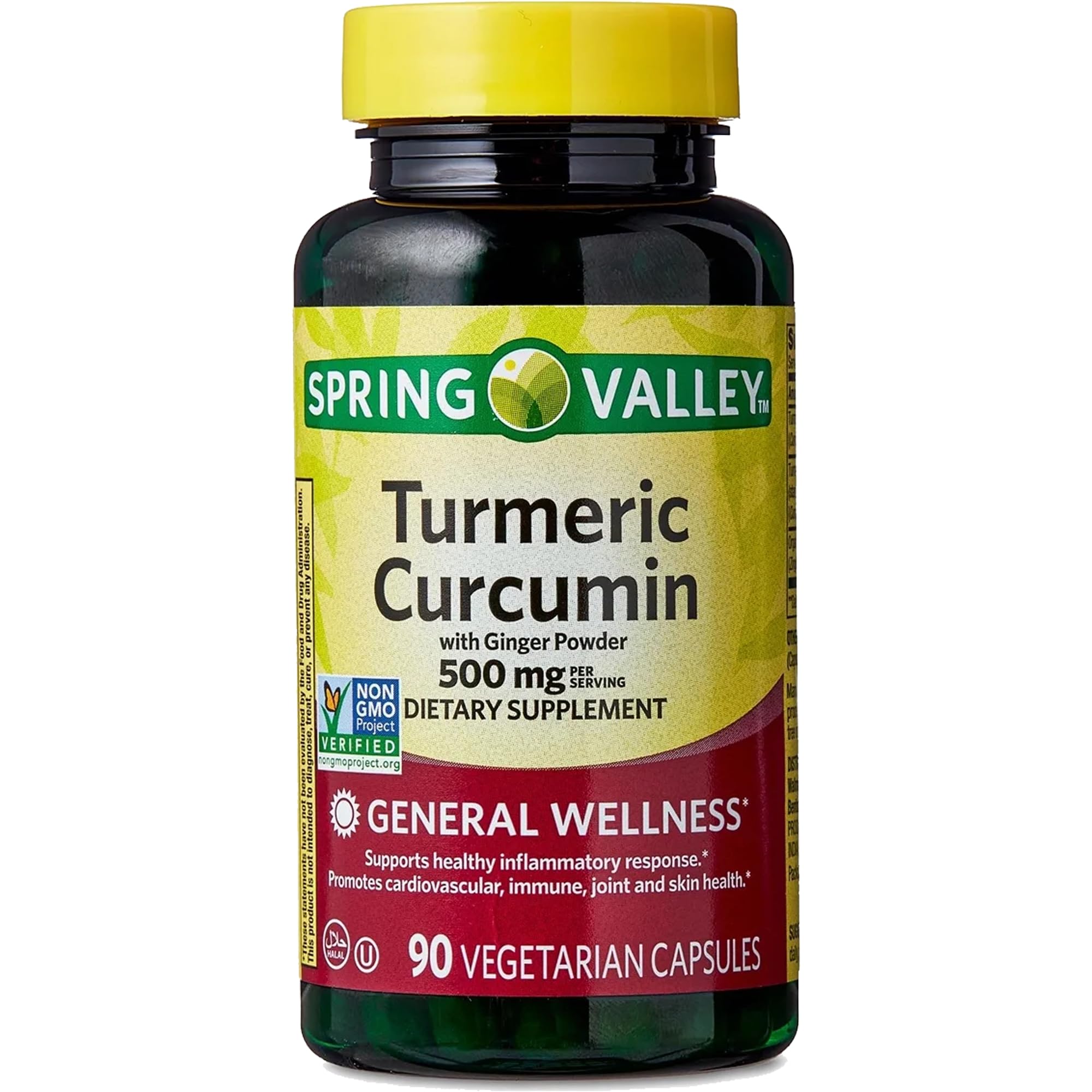Generic Turmeric Curcumin with Ginger 90 Capsules side view
