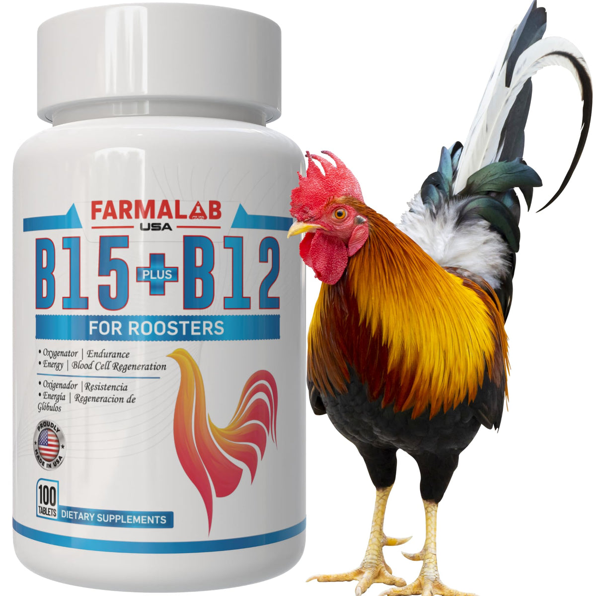 Generic Vitamin B12 & B15 Supplement front view