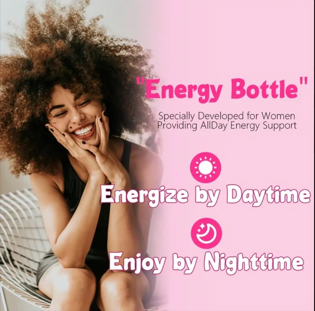 Generic Women's Energy Supplement side view with ingredients listed