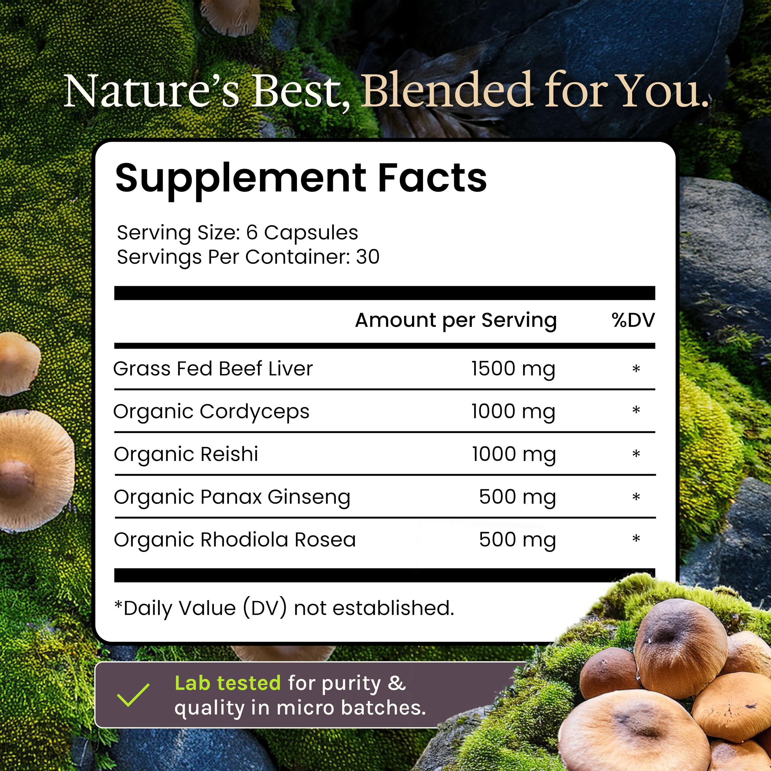 Genesis Nutrition Beef Liver Supplement bottle on a wooden table