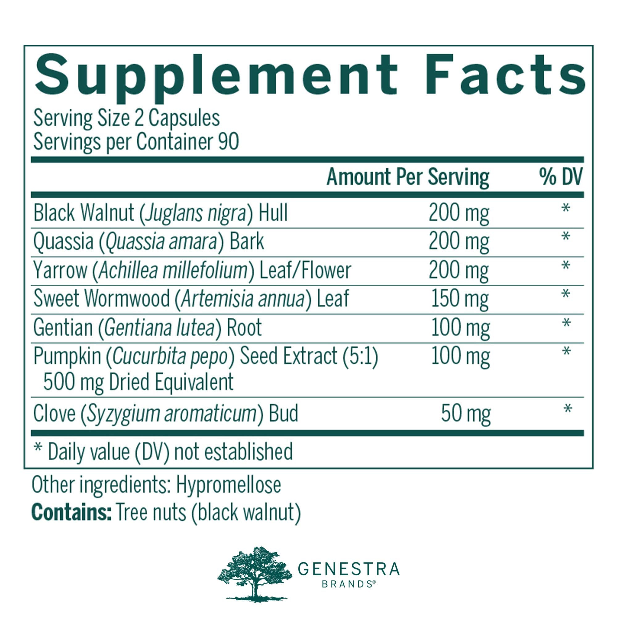 Genestra Brands Black Walnut Capsules 200mg side view