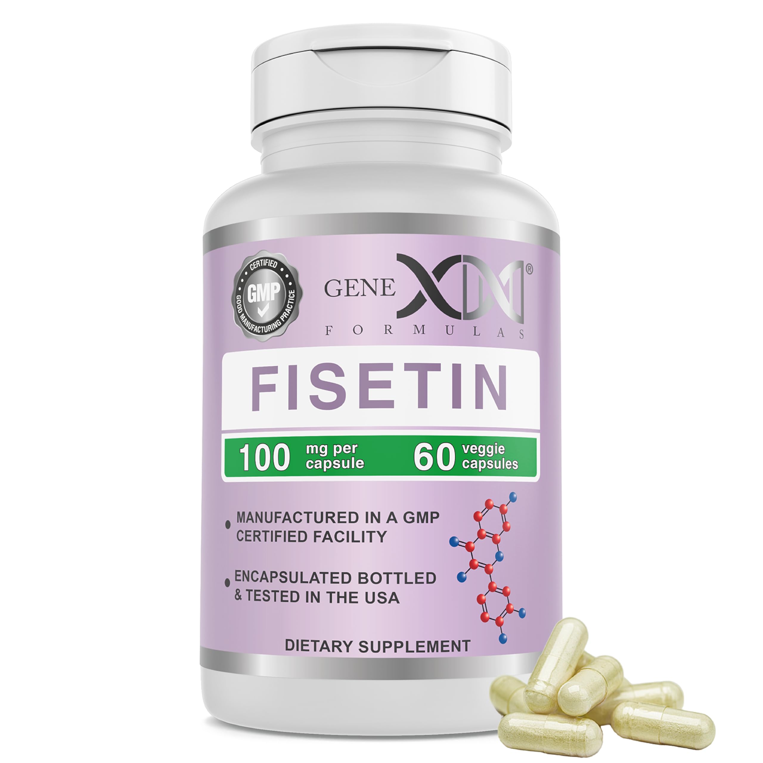 Genex Formulas Fisetin 100mg Capsules bottle front view