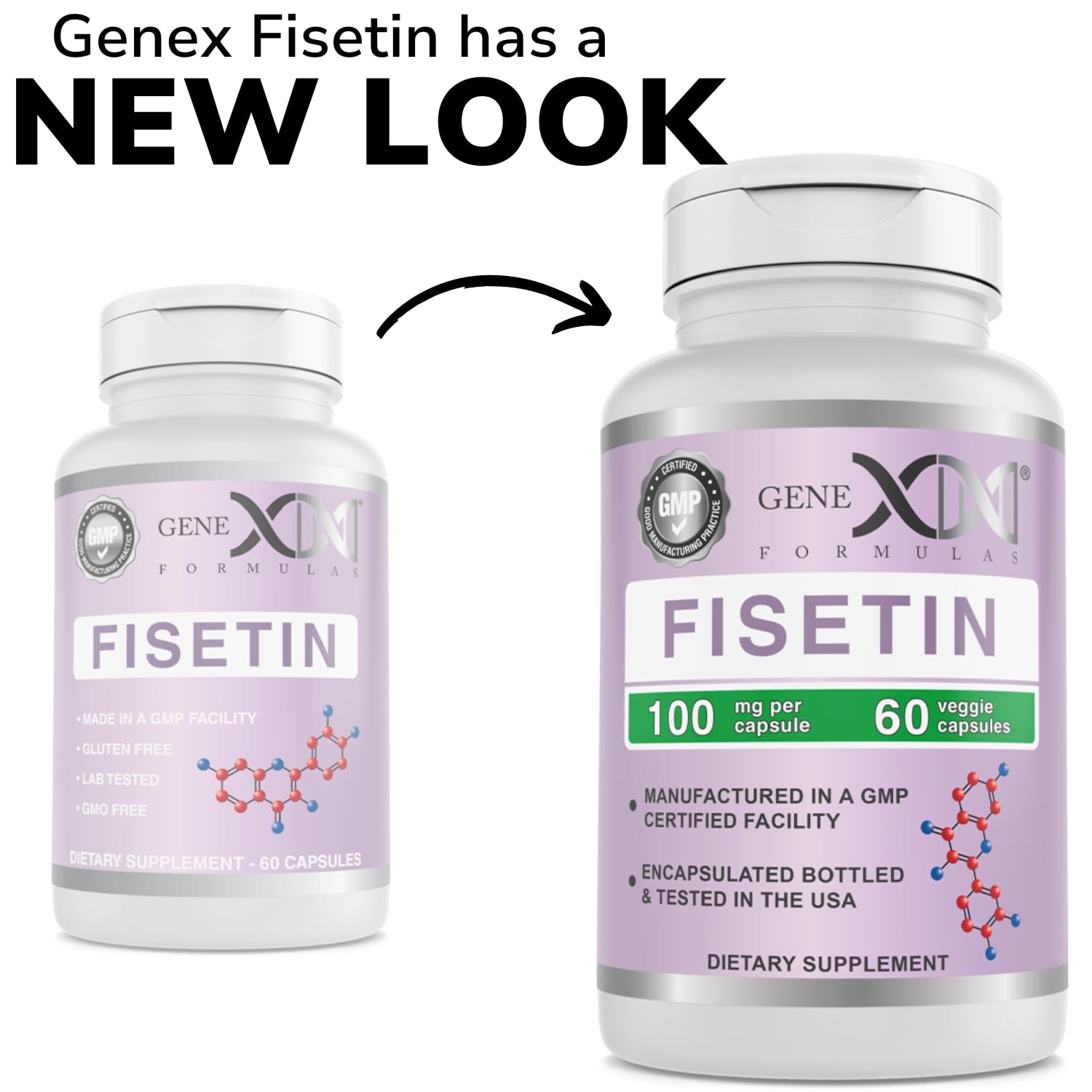 Genex Formulas Fisetin 100mg Capsules side view
