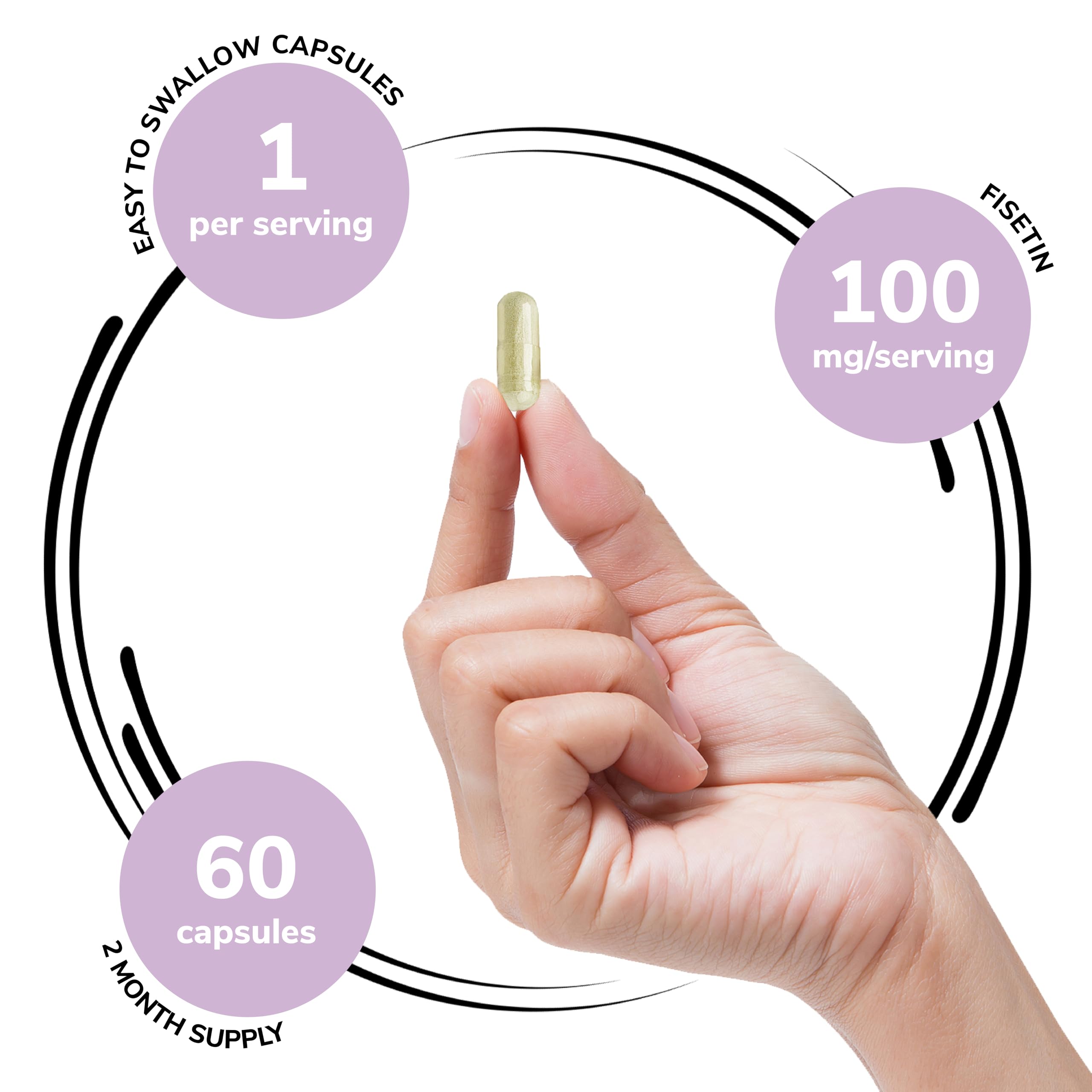 Genex Formulas Fisetin 100mg Capsules with dosage information