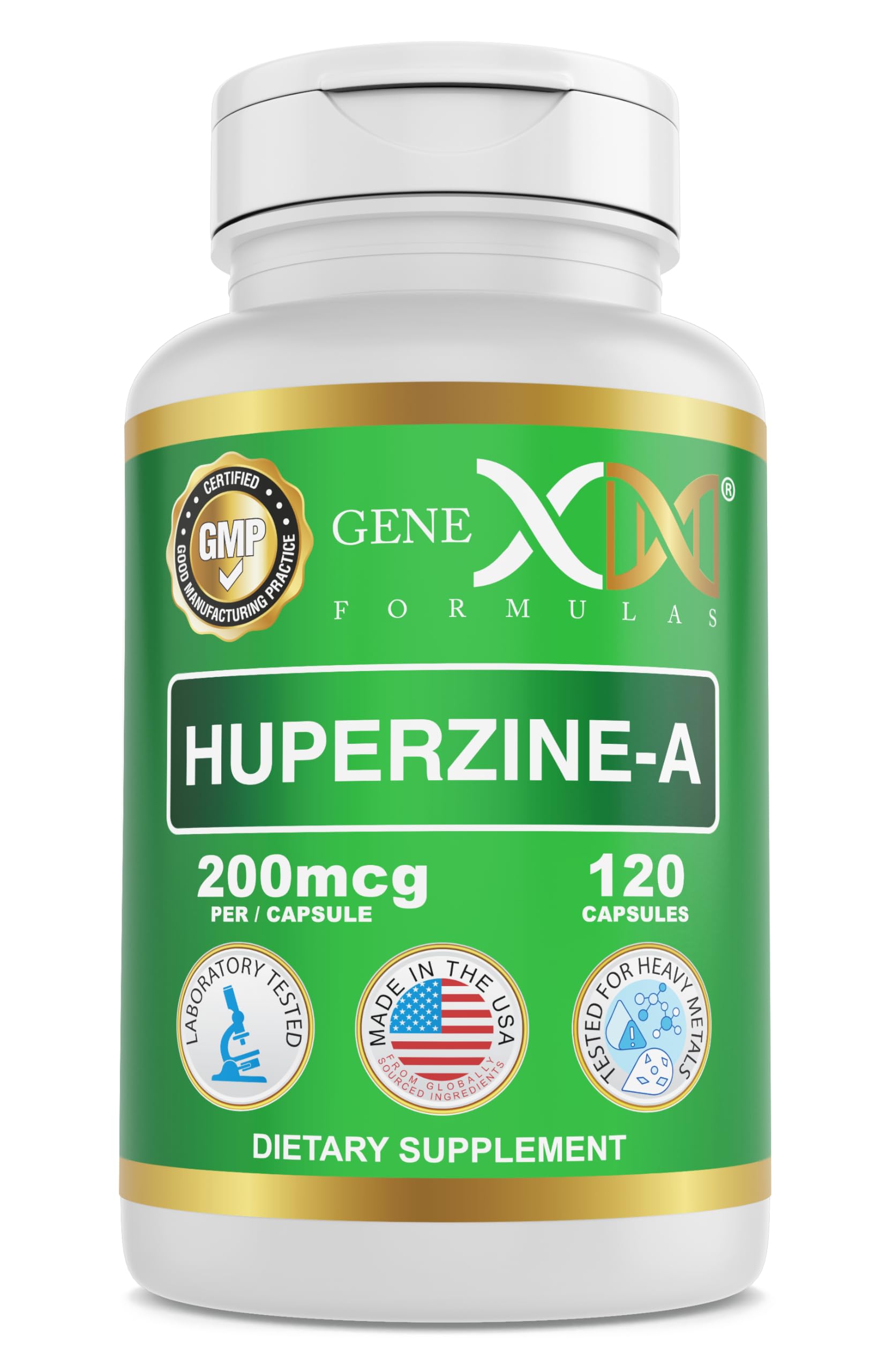 Genex Formulas Huperzine A 200mcg 120 capsules bottle front view