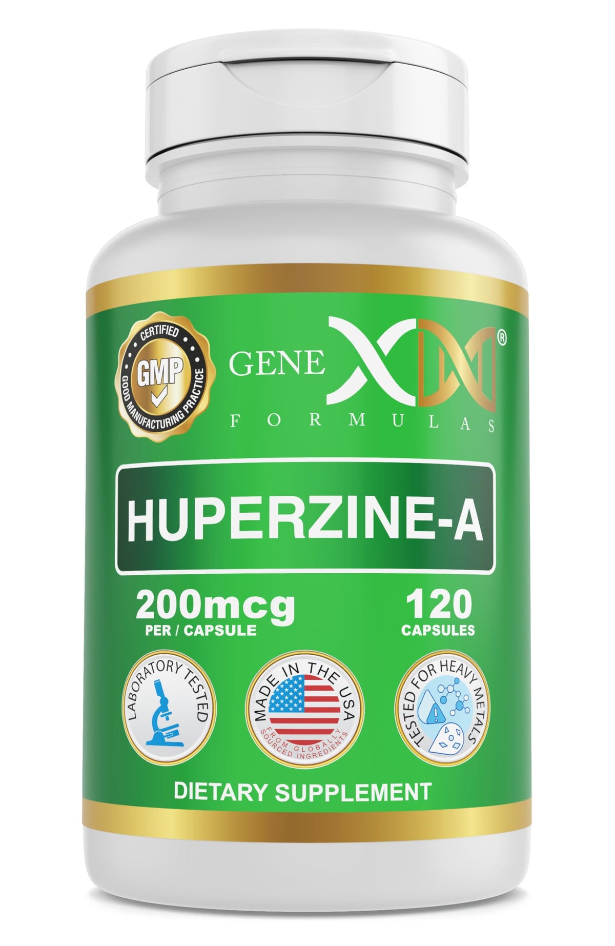 Genex Formulas Huperzine A 200mcg 120 capsules bottle front view