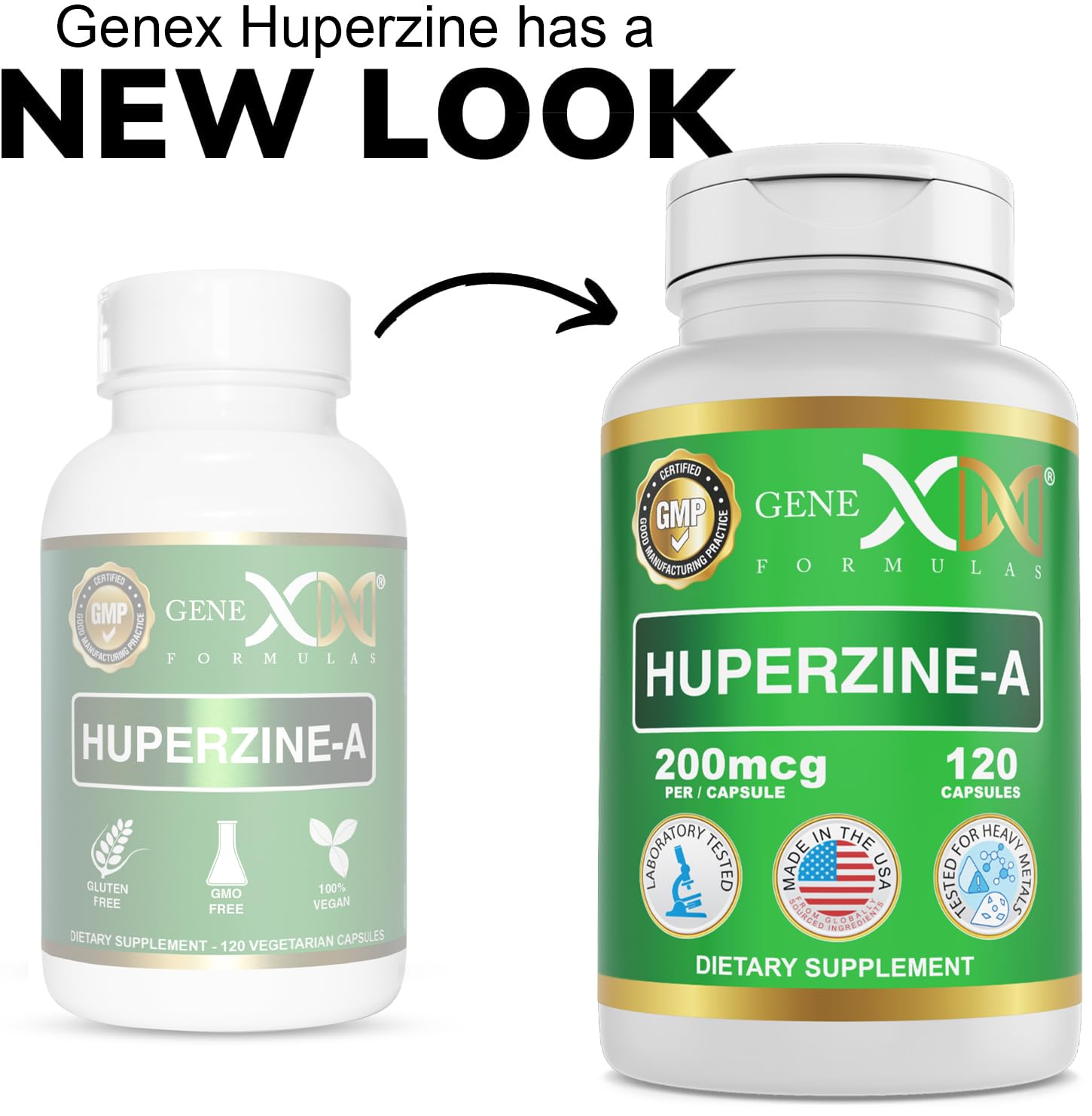 Genex Formulas Huperzine A 200mcg capsules side view