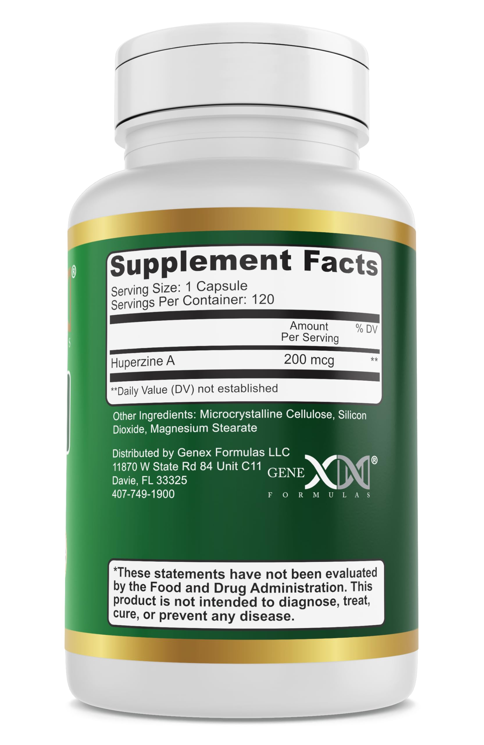 Genex Formulas Huperzine A capsules close-up