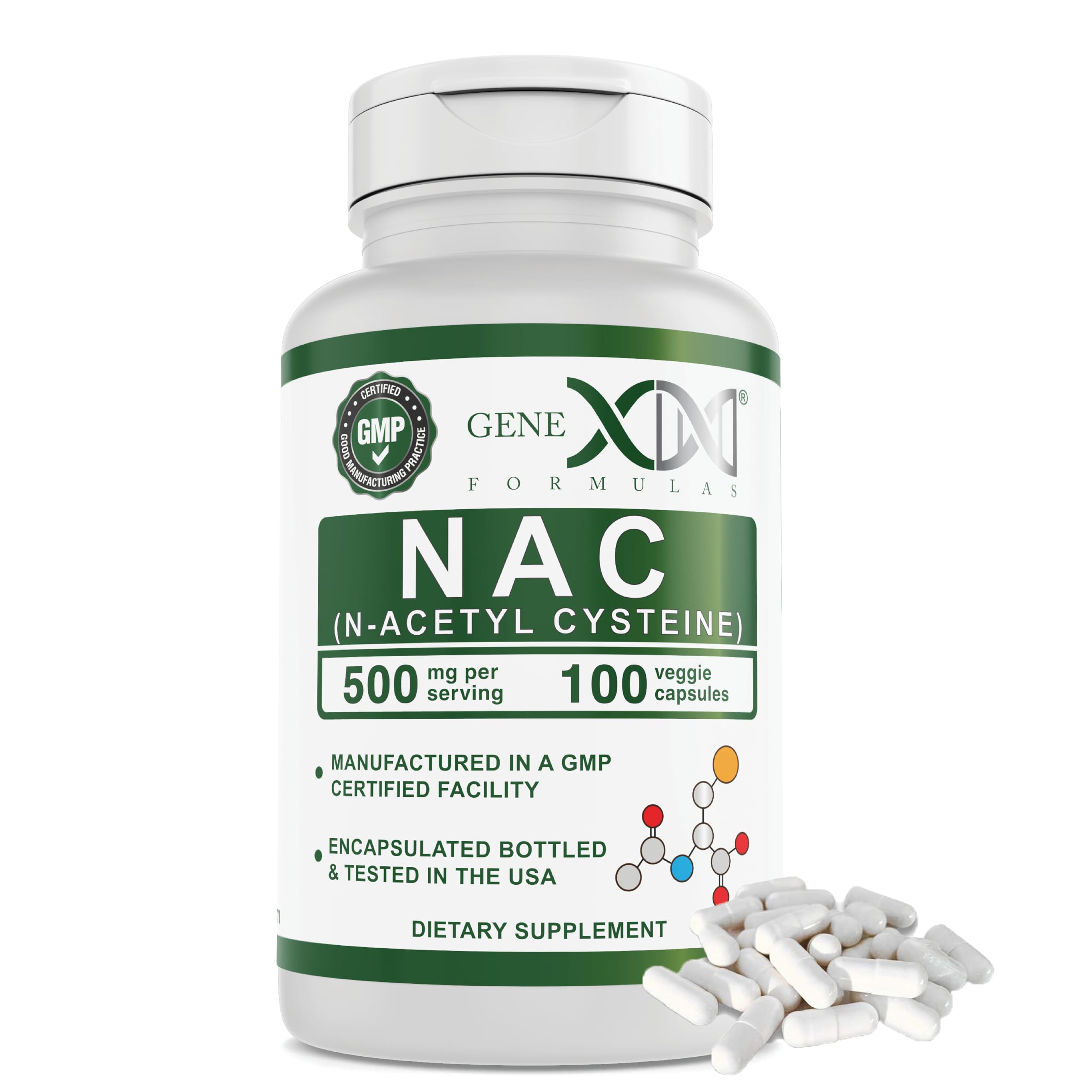 Genex Formulas N-Acetyl Cysteine 500mg capsules front view