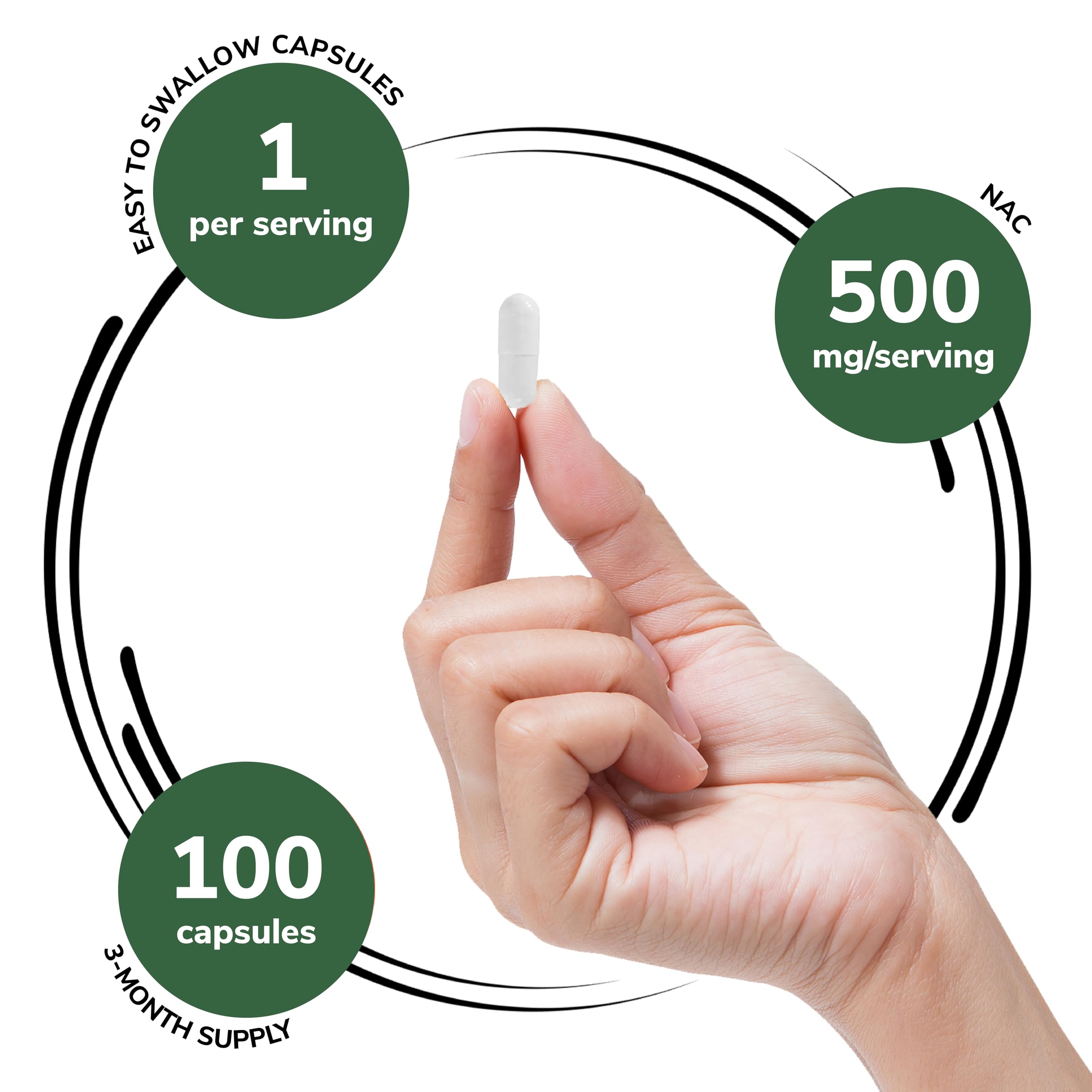 Genex Formulas N-Acetyl Cysteine 500mg capsules on a wooden table