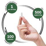 Genex Formulas N-Acetyl Cysteine 500mg capsules on a wooden table
