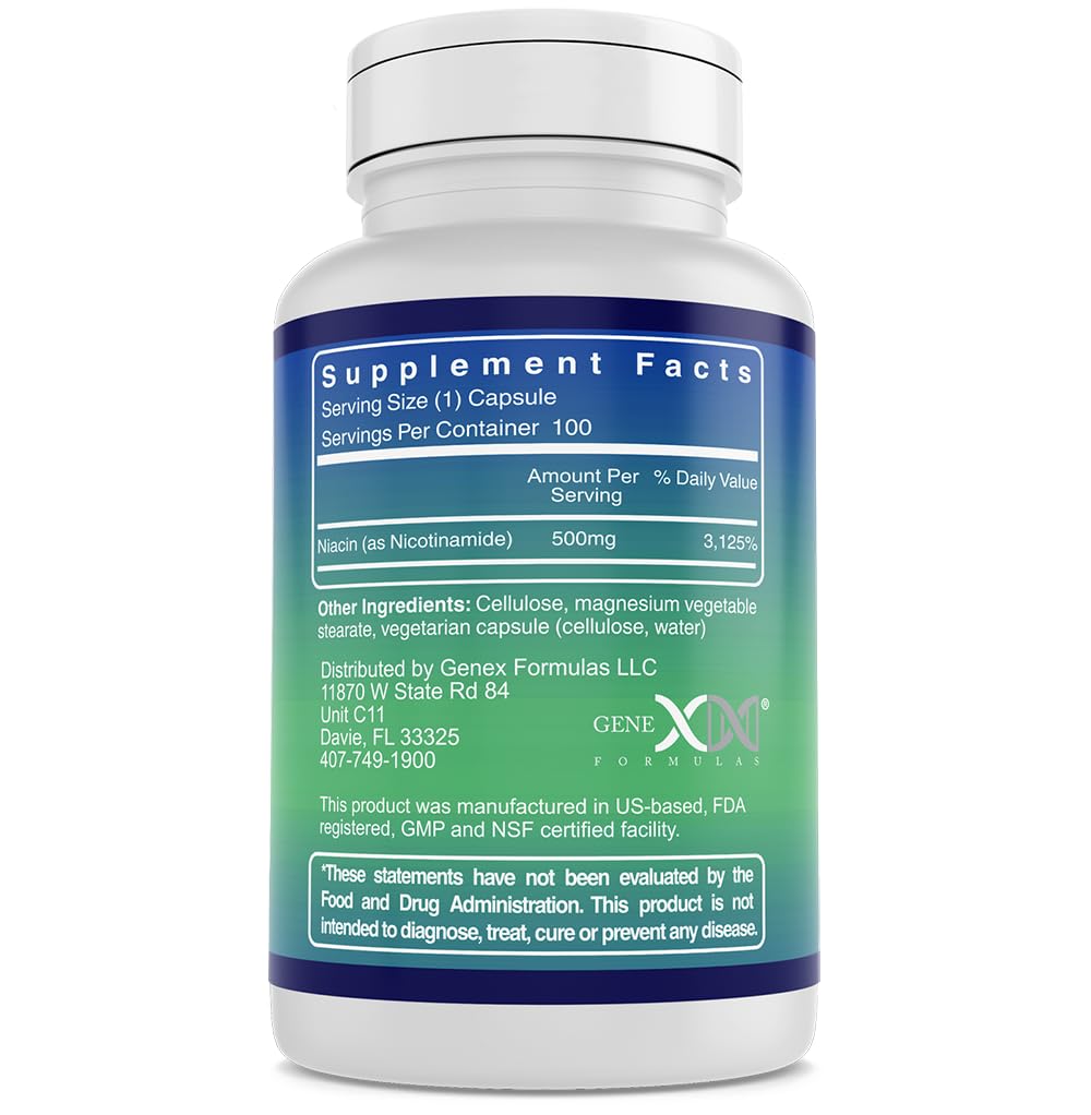 Genex Formulas Niacinamide Vitamin B3 Supplement side view