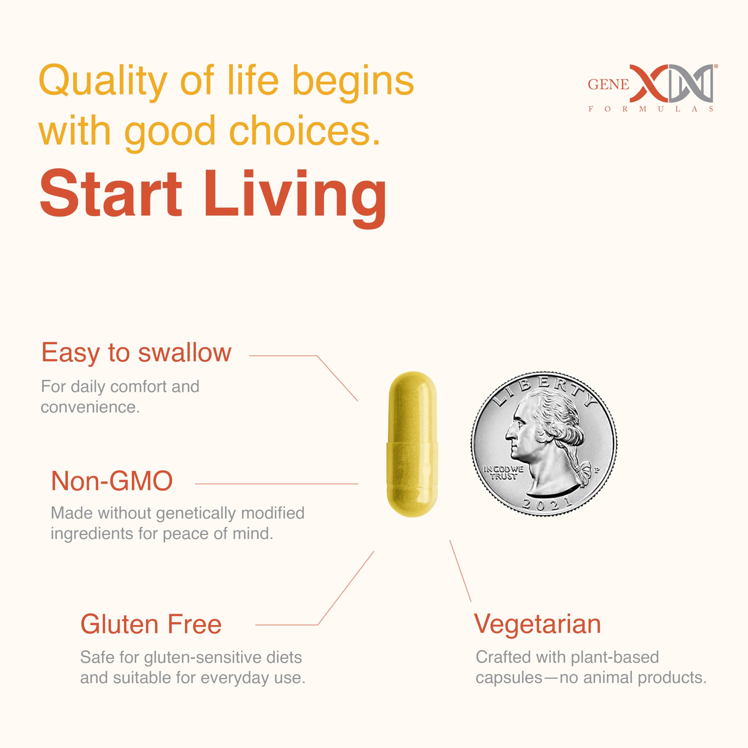 Genex Formulas Quercetin 500mg veggie capsules with fresh fruits