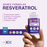 Genex Formulas Resveratrol 1500mg capsules on a table