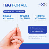 Genex Formulas Trimethylglycine Supplement capsules on a wooden table