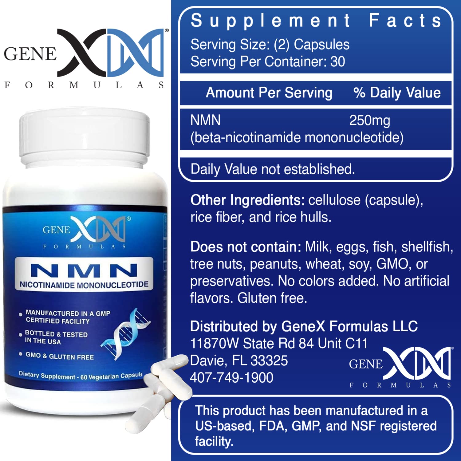 Genex Formulas Vitamin B3 (Niacin) bottle side view