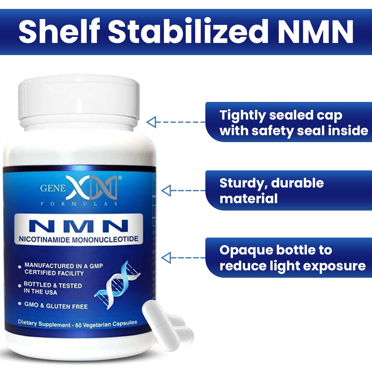 Genex Formulas Vitamin B3 (Niacin) capsules in hand