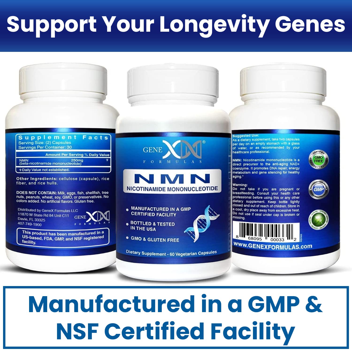 Genex Formulas Vitamin B3 (Niacin) capsules on a table