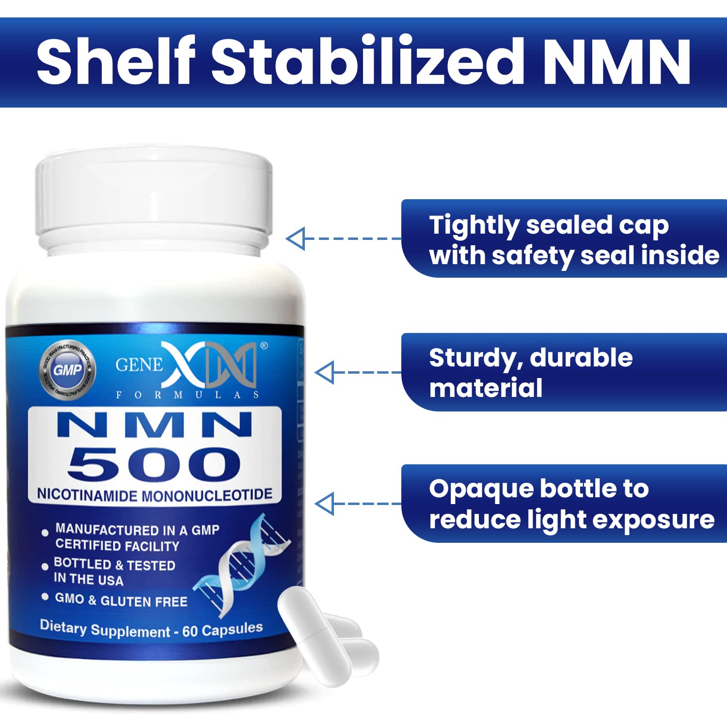 Genex Formulas Vitamin B3 Niacin Supplement 500mg capsule in hand