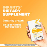 Genexa Vitamin D3 Drops bottle side view showing dosage instructions