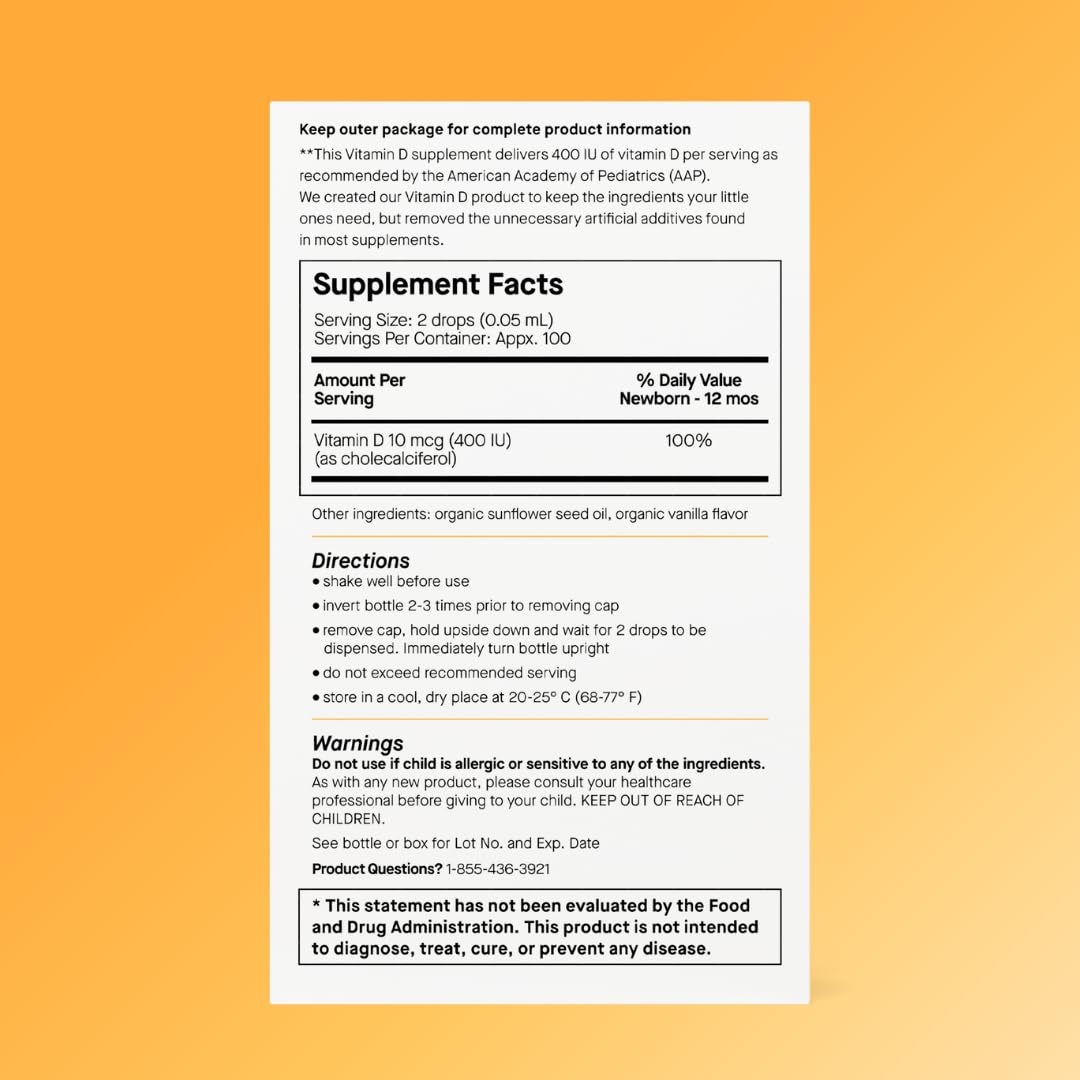 Genexa Vitamin D3 Drops displayed with a baby bottle