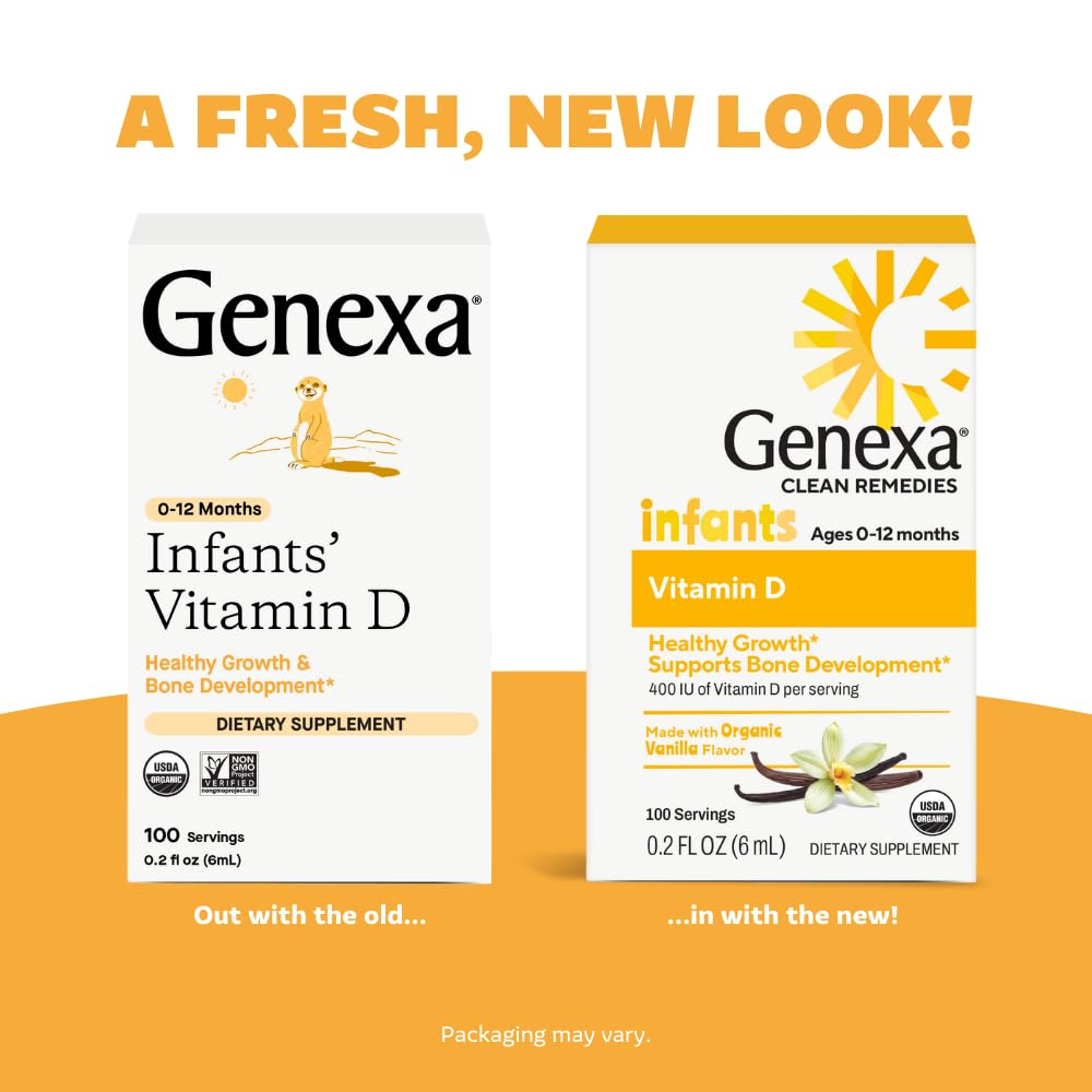 Genexa Vitamin D3 Drops label highlighting ingredients