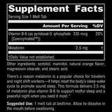 Genexis Melatonin 2.5 mg Melt Tabs back view with ingredient details