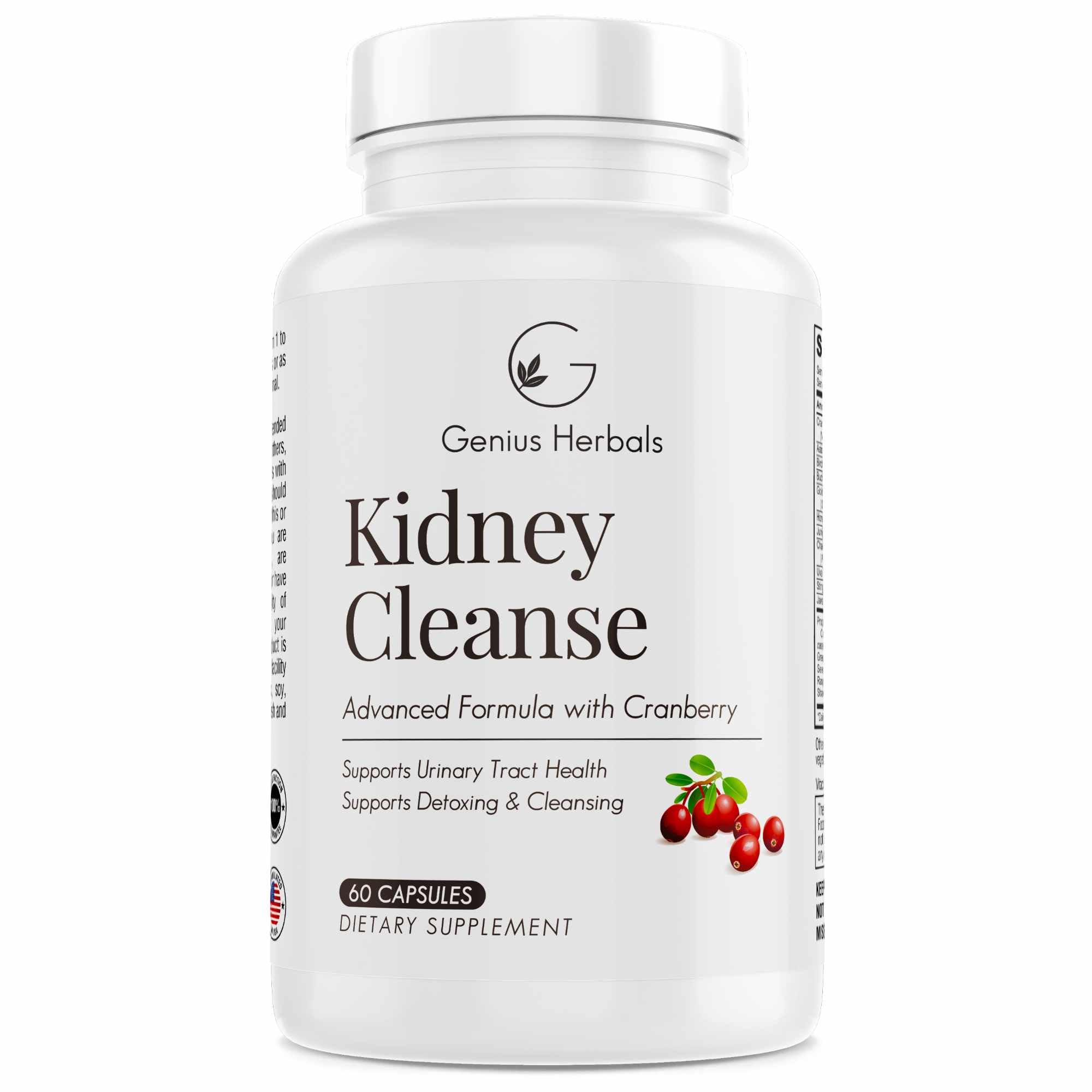 GENIUS HERBALS Kidney Cleanse supplement bottle front view