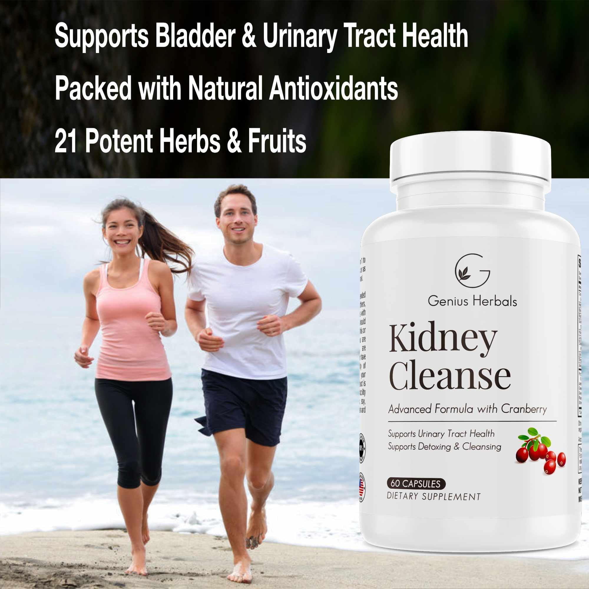 GENIUS HERBALS Kidney Cleanse supplement side view