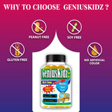 Geniuskidz Omega 3 Gummies displayed with fruits