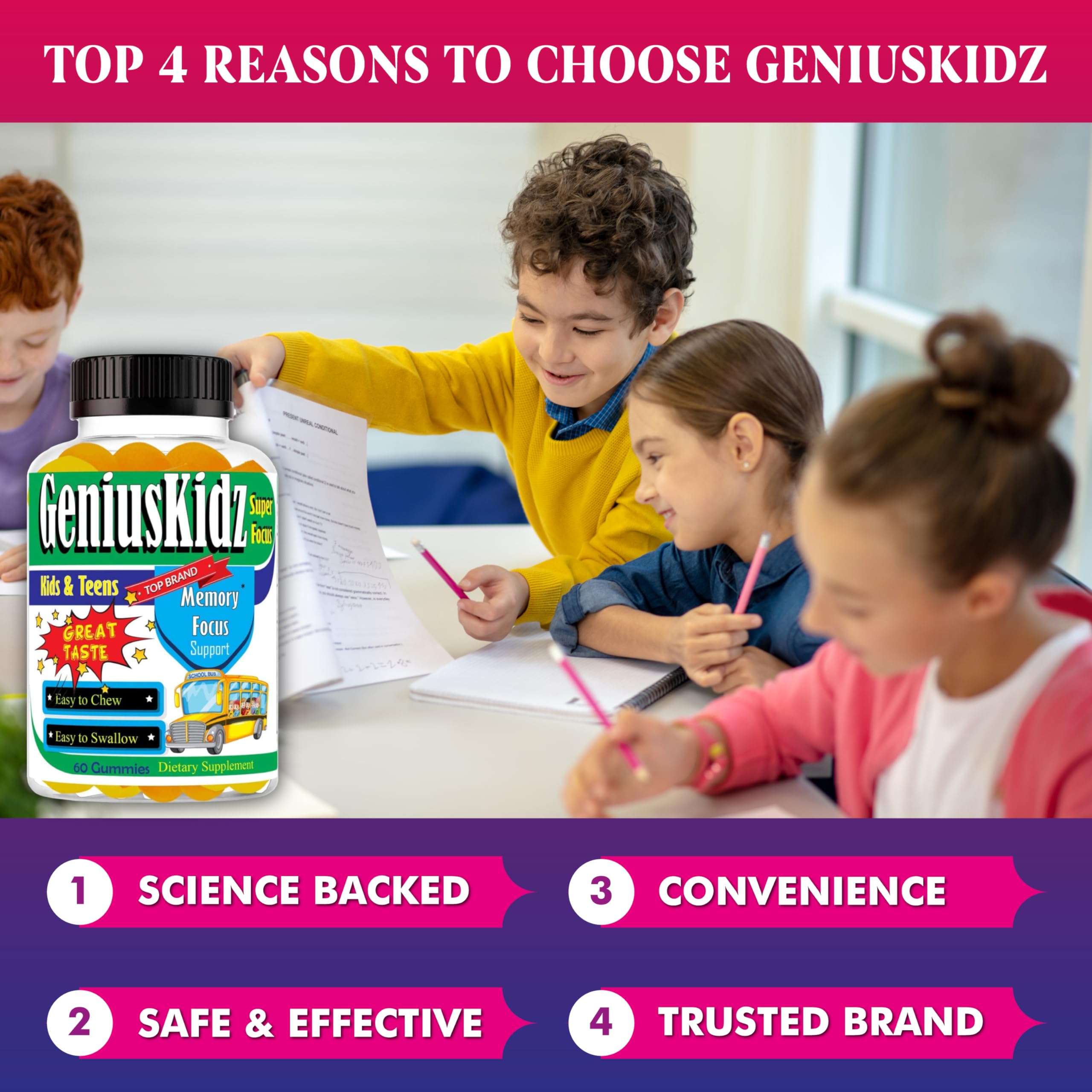 Geniuskidz Omega 3 Gummies in a bowl for serving