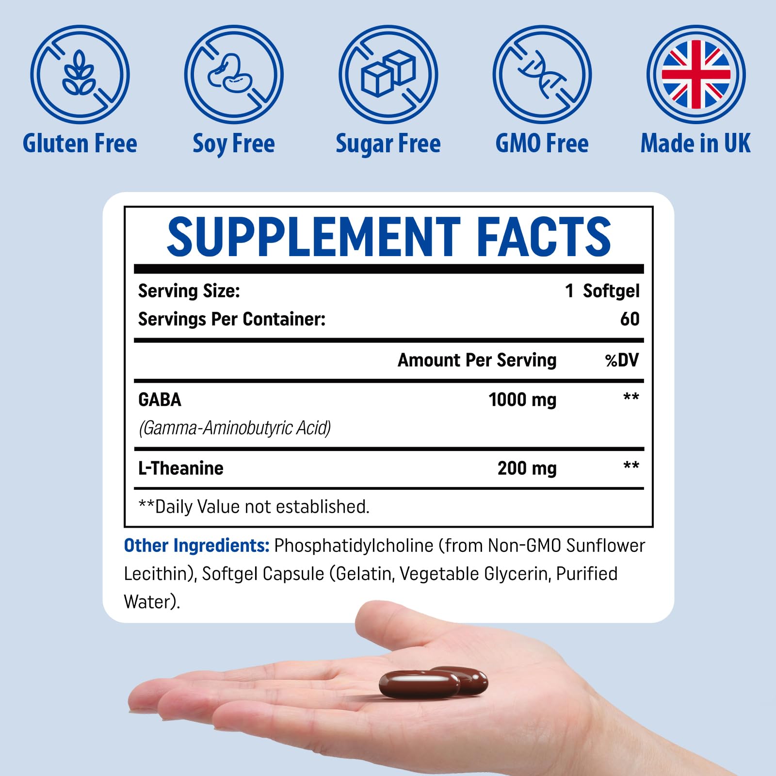 Genogna GABA Capsules lifestyle shot on a wooden table