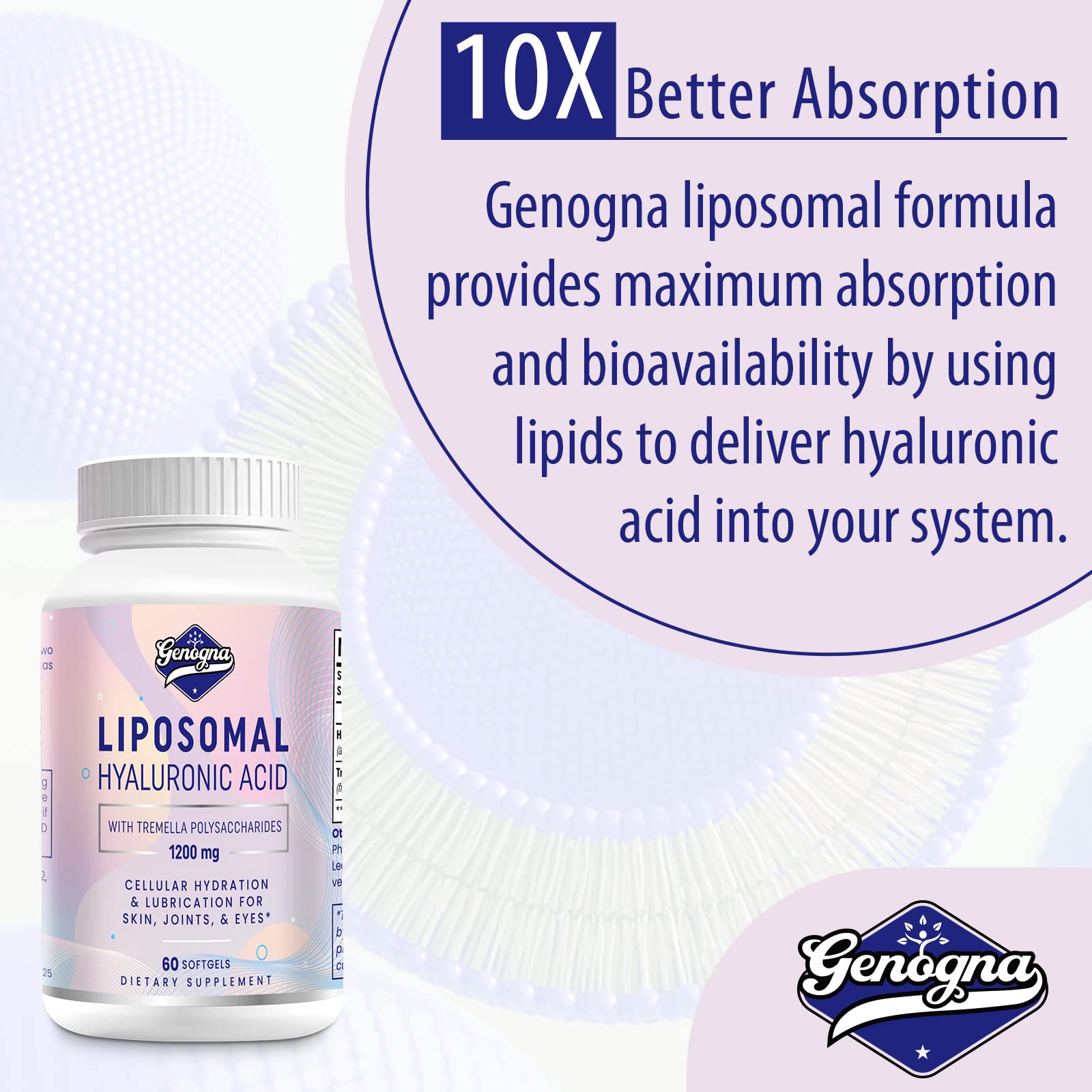 Genogna Hyaluronic Acid Capsules 1000mg bottle with label